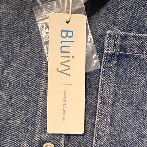 Bluivy, large, NEW,  Button-Up Shirt Dress, fringe bottom - Picture 2 of 6